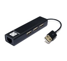 5bites Кабель-адаптер UA2-45-06BK USB2.0 сетевая карта / 3*USB2.0 / RJ45 100MB / BLACK