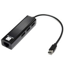 5bites Кабель-адаптер UA3C-45-09BK Type-C / 3*USB2.0 сетевая карта / RJ45 100MB / BLACK