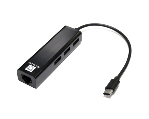 [кабели] 5bites Кабель-адаптер UA3C-45-09BK Type-C / 3*USB2.0 сетевая карта / RJ45 100MB / BLACK