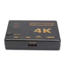 ORIENT HDMI 4K Switch HS0301H-IR 3->1, HDMI 1.4/3D, UHDTV 4K(3840x2160)/HDTV1080p/1080i/720p, HDCP1.2, внешний ИК приемник, пульт ДУ, питание от HDMI, пл.корпус (30675)