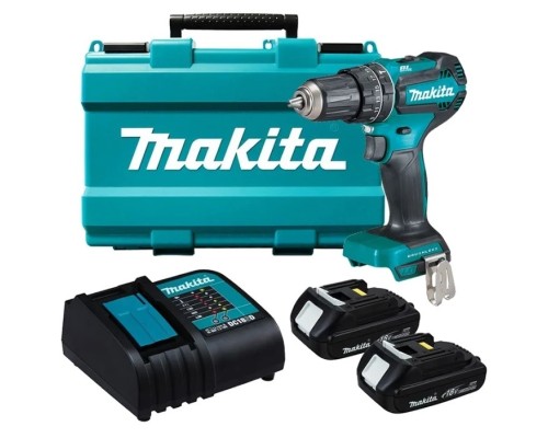 [Дрель, Шуруповерт] Makita DHP485SYE Дрель ак(уд) бщет,18В,2х1.5 Ач Li-ion,БЗП-13мм, 0-5001900обм,5025Нм,1.7кг, кейс
