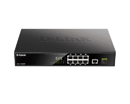 [Сетевое оборудование] D-Link DGS-1010MP/A1A Неуправляемый коммутатор с 9 портами 10/100/1000Base-T, 1 портом 1000Base-X SFP (8 портов PoE 802.3af/at, PoE-бюджет 125 Вт)