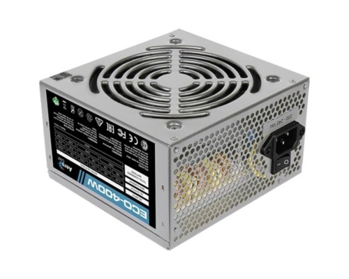 [Блок питания] Aerocool 400W Retail ECO-400W ATX v2.3 Haswell, fan 12cm, 400mm cable, power cord, 20+4P, 12V 4P, 1x PCI-E 6P, 2x SATA, 2x PATA, 1x FDD (замена 11083239)