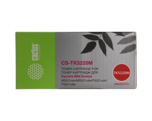 [расходные материалы] CACTUS TK-5220M Тонер-картридж для Kyocera Ecosys M5521cdn/M5521cdw/P5021cdn/P5021cdw, пурпурный, 1200 стр.