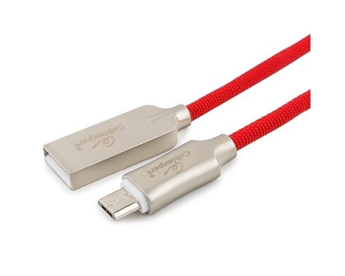 [кабели] Cablexpert Кабель USB 2.0 CC-P-mUSB02R-1M AM/microB, серия Platinum, длина 1м, красный, блистер	