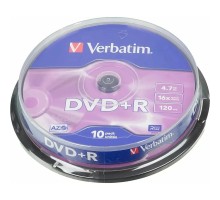 Verbatim  Диски DVD+R  4.7Gb 16х, 10 шт, Cake Box (43498) 