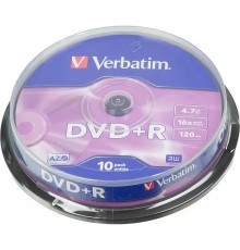 Verbatim  Диски DVD+R  4.7Gb 16х, 10 шт, Cake Box (43498) 