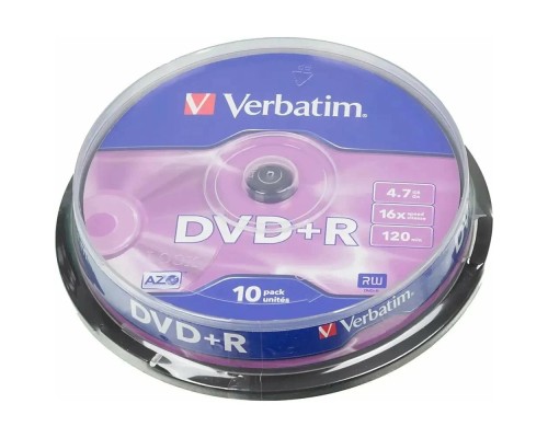 [Диск] Verbatim  Диски DVD+R  4.7Gb 16х, 10 шт, Cake Box (43498) 