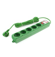 PowerCube Фильтр-удлинитель (SPG-MXTR-13) 3м, 5 розеток, 10А/2,2кВт, зеленый