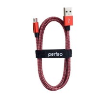 PERFEO Кабель USB2.0 A вилка - Micro USB вилка, красно-белый, длина 1 м. (U4803)