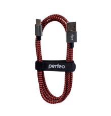 PERFEO Кабель USB2.0 A вилка - USB Type-C вилка, черно-красный, длина 1 м. (U4901)