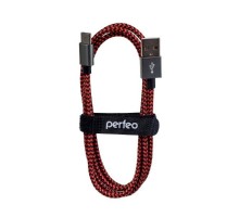 PERFEO Кабель USB2.0 A вилка - USB Type-C вилка, черно-красный, длина 3 м. (U4902)
