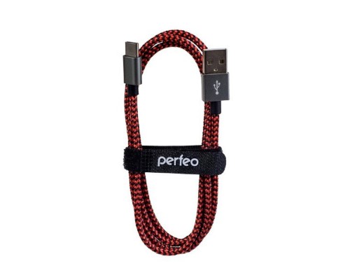 [кабели] PERFEO Кабель USB2.0 A вилка - USB Type-C вилка, черно-красный, длина 3 м. (U4902)