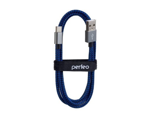 [кабели] PERFEO Кабель USB2.0 A вилка - USB Type-C вилка, черно-синий, длина 3 м. (U4904)