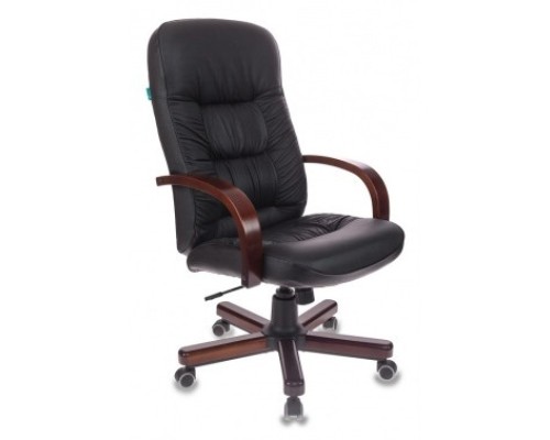 [Офисное кресло или стул] Кресло руководителя Бюрократ T-9908/WALNUT черный кожа крестовина металл [1019512]