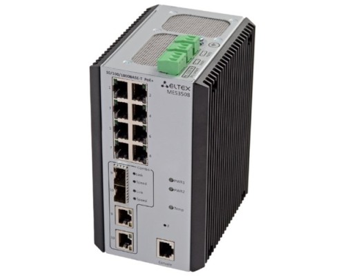 [Сетевое оборудование] ELTEX MES3508 Ethernet-коммутатор 8х10/100/1000Base-T, 2хcombo 10/100/1000Base-T/1000Base-X, L3, 20-70 VDC