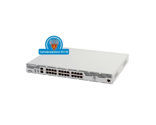 [Сетевое оборудование] ELTEX ESR-1000 FSTEC Межсетевой экран A4, 24x10/100/1000BASE-T, 2x10GBASE-R SFP+, 2xUSB 2.0, 1 слот для SD-карт, 4 ГБ RAM, 1 ГБ NAND-Flash, 2 слота для модулей питания 220 В AC или 48 В