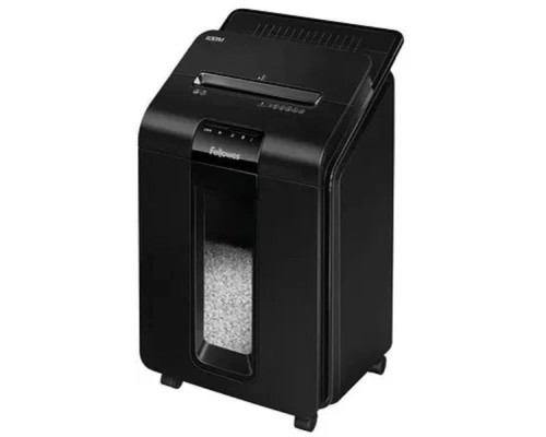 [Уничтожитель] Fellowes Шредер AutoMax 100M FS-4629201 {(секр.P-4)/минирезка/100лист./23лтр./Уничт:скрепки, скобы, пл.карты,автореверс}