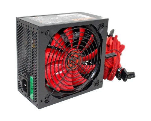 [Блок питания] Ginzzu PC600 14CM(Red) 80+ black,APFC,24+4p,2 PCI-E(6+2), 5*SATA, 4*IDE,оплетка, кабель питания,цветная коробка