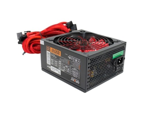 [Блок питания] Ginzzu PC800 14CM(Red) 80+ black,APFC,24+4p,4 PCI-E(6+2), 7*SATA, 4*IDE,оплетка, кабель питания,цветная коробка
