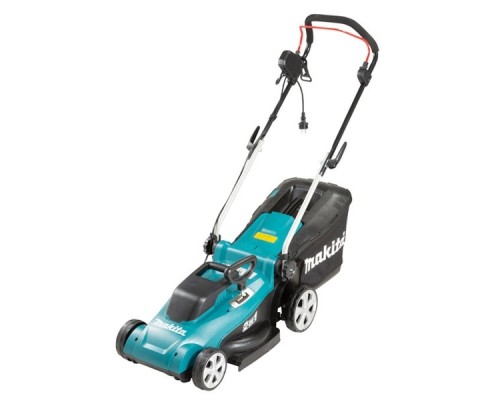 [Газонокосилка] Makita ELM3720 Газонокосилка {1400Вт,37см,3уровн,2055мм,40л,10.2кг,кор,пластик,2Cut,инд заполнения}