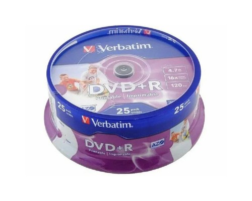 [Диск] Verbatim Диски DVD+R  4.7Gb 16х, 25 шт, Cake Box (43500)