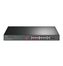 TP-Link TL-SL1218MP Неуправляемый коммутатор с 16 портами PoE+ 10/100 Мбит/с и 2 комбинированными портами RJ45/SFP