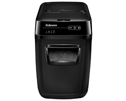 [Уничтожитель] Fellowes Шредер AutoMax 150C FS-46801(01/02)*  {(секр.P-4)/фрагменты 4x38 мм,/150лист./32лтр./Уничт:скрепки, скобы, пл.карты,CD диски}
