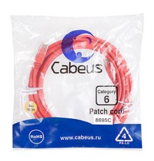 Cabeus PC-UTP-RJ45-Cat.6-5m-RD Патч-корд U/UTP, категория 6, 2xRJ45/8p8c, неэкранированный, красный, PVC, 5м