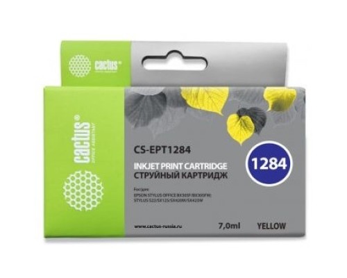 [расходные материалы] Cactus T1284 Картридж для EPSON Stylus S22/SX125/SX130/SX420W/Office BX305F желтый (7мл) 
