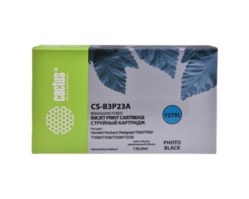 [расходные материалы] B3P23A CACTUS  Картридж №727 для HP DJ T920/T1500/T2530, фото черный (130мл) 
