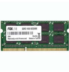 Foxline DDR3 SODIMM 8GB FL1600D3S11L-8G (PC3-12800, 1600MHz, 1.35V)