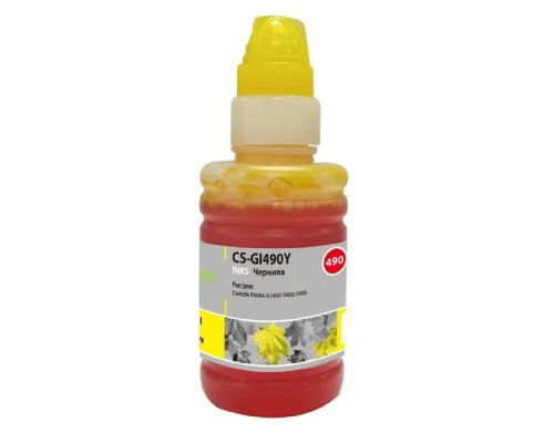 [Расходные материалы] Cactus Чернила CS-GI490Y для Canon Pixma G1400/G2400/G3400, желтый, 100мл