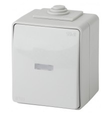 Эра Б0035981 11-1610-03 Переключатель с подсветкой IP65, 10АХ-250В, ОУ, Эра Эксперт, серый