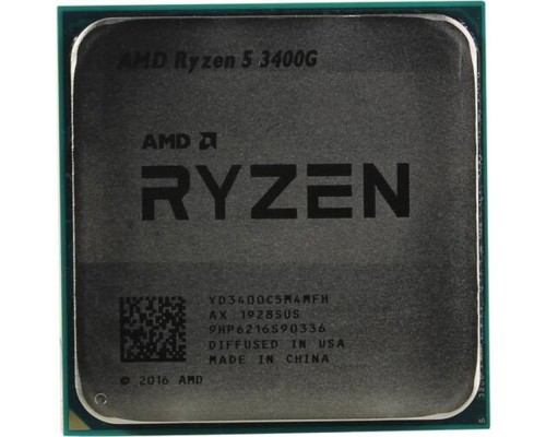 [Процессор] CPU AMD Ryzen 5 3400G OEM (YD3400C5M4MFH) {3.7GHz up to 4.2GHz/4x512Kb+4Mb, 4C/8T, Picasso, 12nm, 65W, Radeon Vega 11 1400MHz, unlocked, AM4}