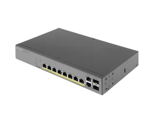 [Сетевое оборудование] ZYXEL GS1350-12HP-EU0101F L2 коммутатор PoE+ для IP-видеокамер 10xGE (8xPoE+), 2xSFP, бюджет PoE 130 Вт, дальность передачи питания до 250 м, автоперезагрузка PoE-портов