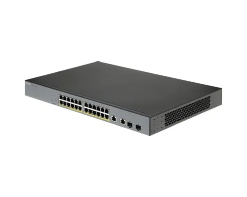 [Сетевое оборудование] ZYXEL GS1350-26HP-EU0101F L2 коммутатор PoE+ для IP-видеокамер 24xGE PoE+, 2xCombo (SFP/RJ-45), бюджет PoE 375 Вт, дальность передачи питания до 250 м, автоперезагрузка PoE-портов