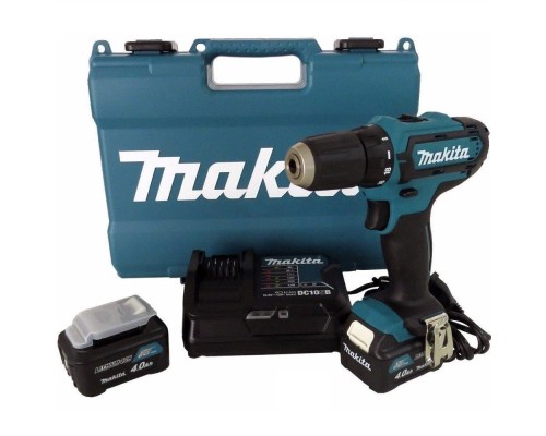 [Дрель, Шуруповерт] Makita HP333DWME Дрель ак(уд) { 12В,2х4 Ач Li-ion(слайдер),БЗП-10мм,0-4501700обм,3014Нм,1.1кг,чем,подсв }