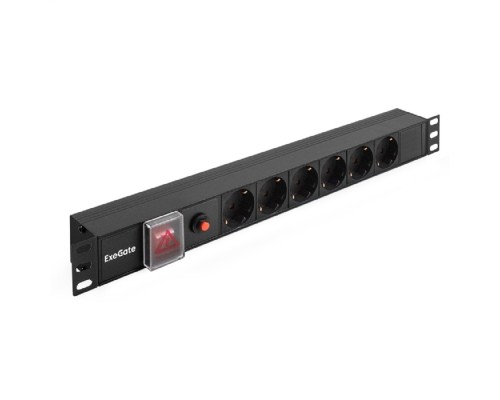 [Сетевой фильтр] Exegate EX280830RUS Блок розеток ExeGate ServerPro PDU-19H605 Al-6S-C14-SW-O, 19