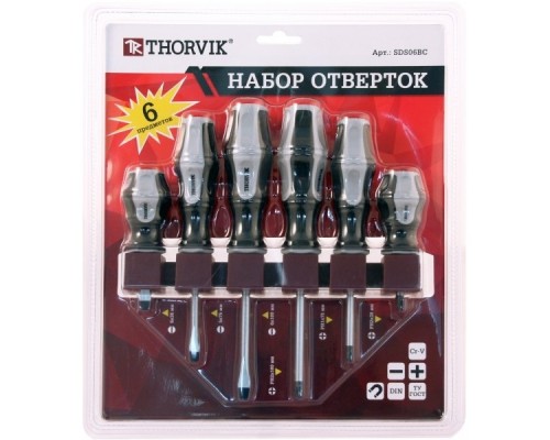 [Отвёртки ] Thorvik SDS06BC Набор отверток стержневых на держателе, 6 предметов