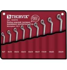 Thorvik W2S9TB Набор ключей гаечных накидных изогнутых серии ARC в сумке, 6-24 мм, 9 предметов