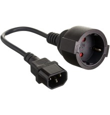 Exegate EP280681RUS Кабель-переходник (UPS->розетка) ExeGate Power EC-30P (C14->Евророзетка Schuko) VDE-250V-3*0.75mm2, медь, черный, 0.15м.