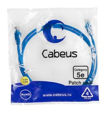 Cabeus PC-UTP-RJ45-Cat.5e-1.5m-BL-LSZH Патч-корд U/UTP, категория 5е, 2xRJ45/8p8c, неэкранированный, синий, LSZH, 1.5м