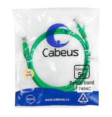 Cabeus PC-UTP-RJ45-Cat.5e-1m-GN-LSZH Патч-корд U/UTP, категория 5е, 2xRJ45/8p8c, неэкранированный, зеленый, LSZH, 1м