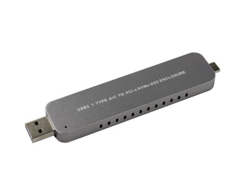 [Контейнер для HDD] ORIENT 3552U3, USB 3.1 Gen2 контейнер для SSD M.2 NVMe 2242/2260/2280 M-key, PCIe Gen3x2 (JMS583),10 GB/s, поддержка UAPS,TRIM, разъем USB3.1 Type-A + Type-C, корпус в виде флешки, черный (30902)
