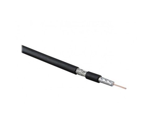 [Кабель] Hyperline COAX-RG6-100 кабель коаксиальный RG-6, 75 Ом (ТВ, SAT, CATV), жила - 18 AWG (1.02 mm, омедненная сталь), общий диаметр 6.9мм, PVC, черный (бухта 100 м)