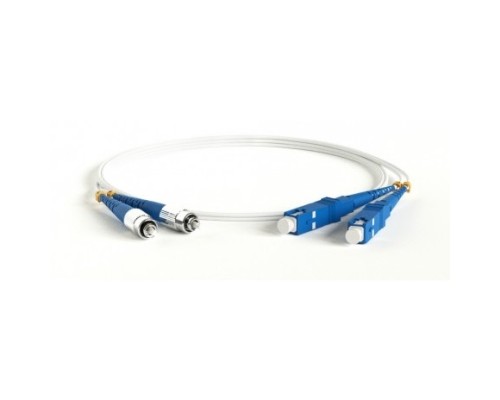 [Патч-корд] Hyperline FC-D2-9A1-FC/UR-SC/UR-H-1M-LSZH-WH Патч-корд волоконно-оптический (шнур) SM 9/125 (G657), FC/UPC-SC/UPC, 2.0 мм, duplex, LSZH, 1м