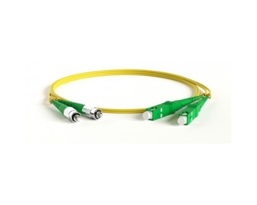 [Патч-корд] Hyperline FC-D2-9-FC/AR-SC/AR-H-1M-LSZH-YL Патч-корд волоконно-оптический (шнур) SM 9/125 (OS2), FC/APC-SC/APC, 2.0 мм, duplex, LSZH, 1 м