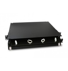Hyperline FO-19BX-1U-D1-3xSLT-W120H32-EMP Патч-панель 19” универсальная, пустой корпус, 1U, 1 выдвижной лоток (drawer 1U), 3 слота (3х1), вмещает 3 FPM панели с адаптерами или 3 CSS оптические кассеты