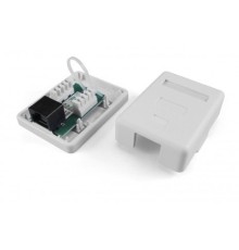 Hyperline SB1-1-8P8C-C6-WH Розетка компьютерная RJ-45(8P8C), категория 6, одинарная, внешняя, Dual IDC